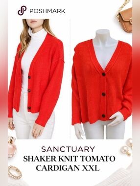 Sanctuary Shaker Knit Tomato Cardigan XXL